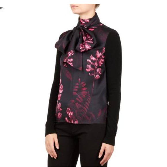 Ted Baker Sweaters - Ted Baker Black Pink Bekiina Silk Splendour Top Sweater size 1 PLEASE READ